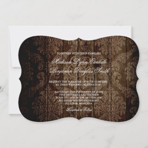 Elegant Rustic Country Damask Wedding Invitations