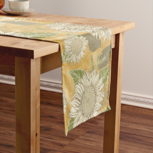 Elegant Rustic Country Floral Sunflower Short Table Runner (In Situ)