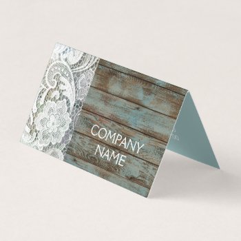 Elegant Rustic Country White Lace Blue Barn Wood by businesscardsdepot at Zazzle
