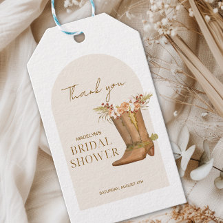 Elegant Rustic Cowgirl Bridal Shower Thank You Gift Tags