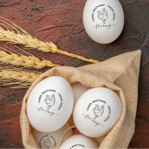 Elegant Rustic Custom Farm Name  Information Egg  Rubber Stamp
