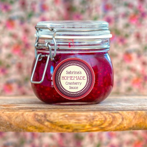 Elegant Rustic Custom Homemade Cranberry Sauce Labels