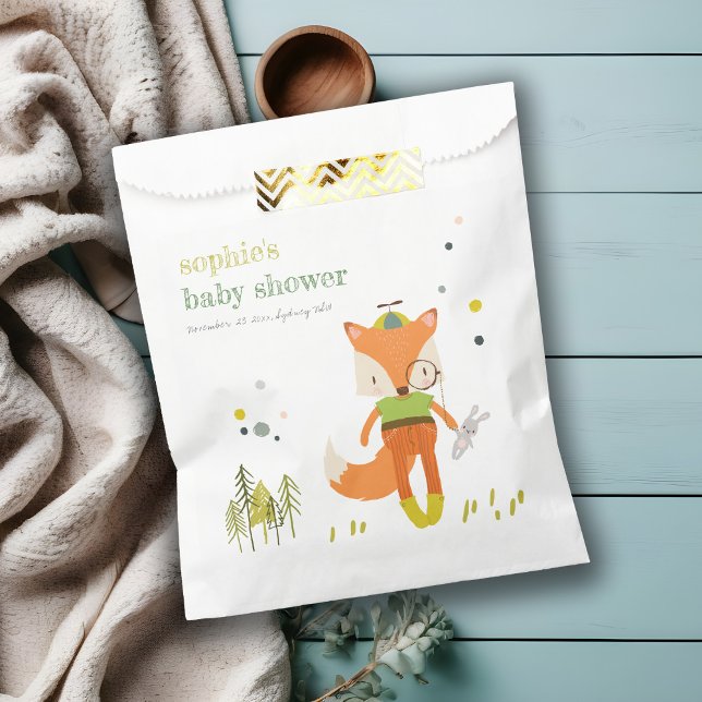 Elegant Rustic Cute Woodland Fun Fox Baby Shower Favor Bag (Creator Uploaded)