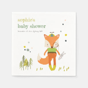 Elegant Rustic Cute Woodland Fun Fox Baby Shower Napkins