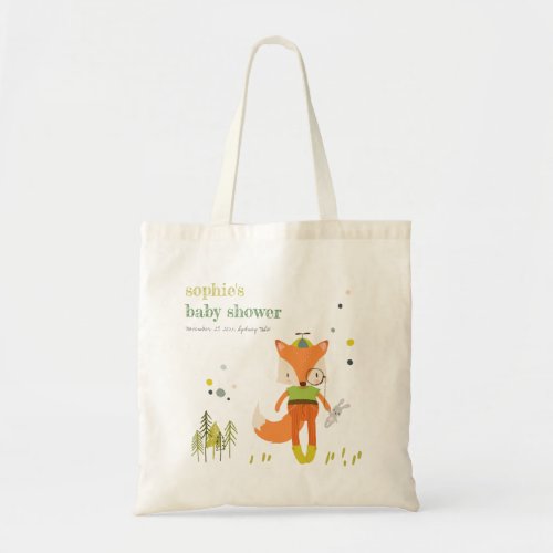 Elegant Rustic Cute Woodland Fun Fox Baby Shower Tote Bag