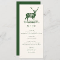 Elegant Rustic Deer Stag Fall Green Hunting Dinner