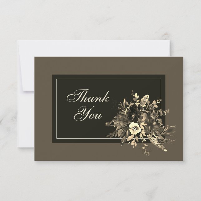 Elegant Rustic Dried Floral Autumn Wedding Thank You Card (Front)