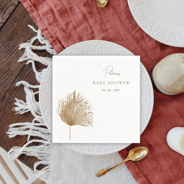 Elegant Rustic Dried Palm Boho Baby Shower Napkins (Boho Baby Shower Napkin)