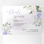 Elegant Rustic Dusty Purple Watercolor Roses Tri-Fold Invitation (Inside First)