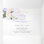 Elegant Rustic Dusty Purple Watercolor Roses Tri-Fold Invitation (Inside Middle)