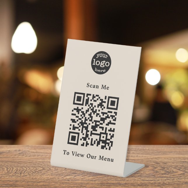 Elegant Rustic Earth Logo QR Code Restaurant Menu Pedestal Sign (Elegant Rustic Earth Logo QR Code Restaurant Menu Pedestal Sign)