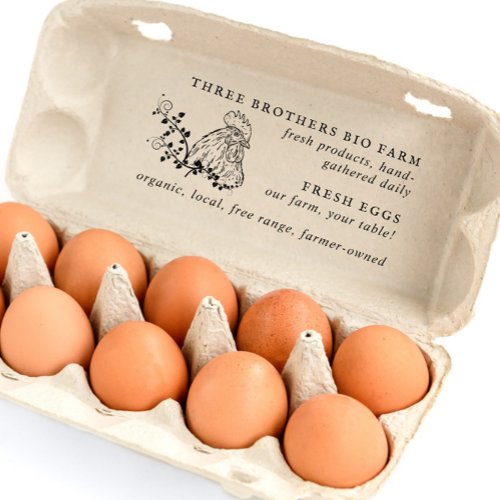 Elegant Rustic Egg Cartons Vintage Farmhouse Info  Rubber Stamp