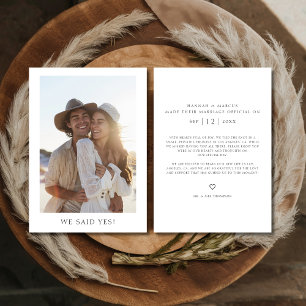 Elegant Rustic Elopement We Said Yes Wedding Photo Announcement