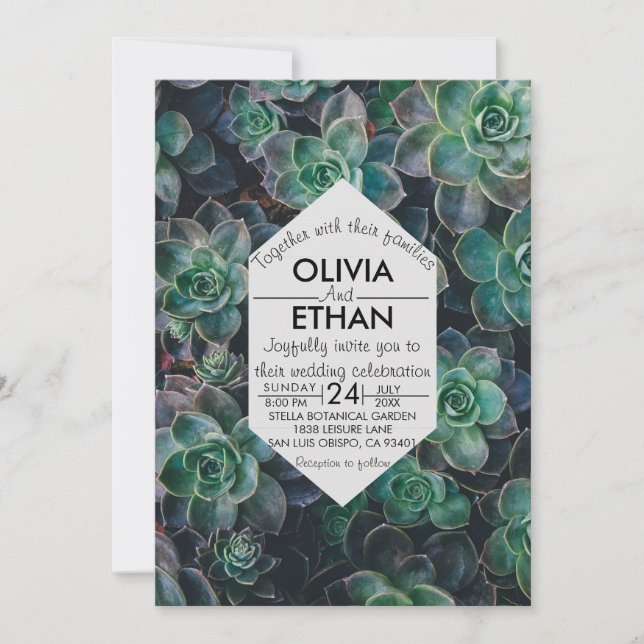 Elegant rustic emerald green Wedding Invitation (Front)