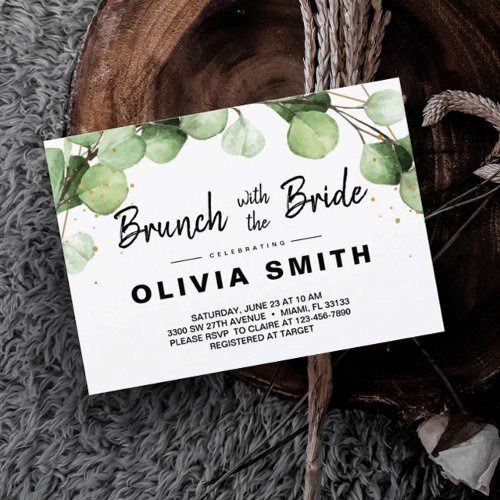 Elegant Rustic Eucalyptus Brunch With The Bride Invitation