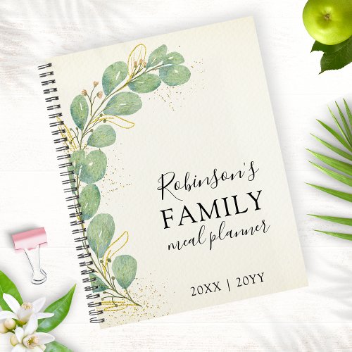 Elegant Rustic Eucalyptus Foliage Family Meal Planner