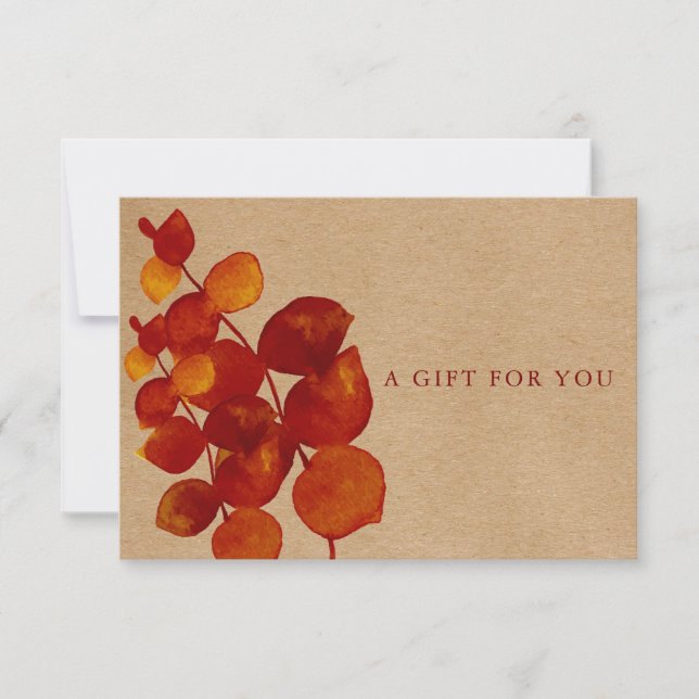Elegant Rustic Eucalyptus Gift Certificate (Front)