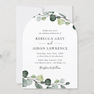 Elegant Rustic Eucalyptus Greenery Arch Wedding Invitation