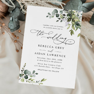 Elegant Rustic Eucalyptus Greenery Engagement Invitation