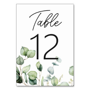 Elegant Rustic Eucalyptus Greenery Wedding  Table Number