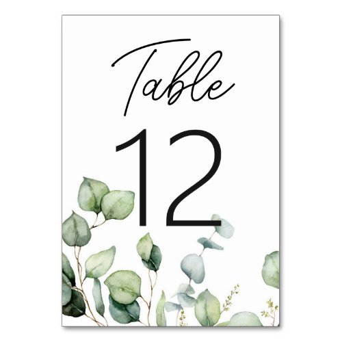 Elegant Rustic Eucalyptus Greenery Wedding  Table Number