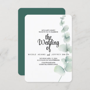 Elegant Rustic Eucalyptus Leaves Greenery Wedding  Invitation