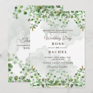 Elegant Rustic Eucalyptus Leaves Greenery Wedding Invitation