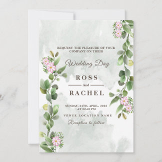 Elegant Rustic Eucalyptus Leaves Greenery Wedding  Invitation