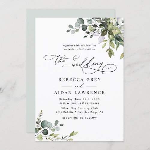 Elegant Rustic Eucalyptus Leaves Greenery Wedding Invitation Elegant Rustic Eucalyptus Leaves Greenery Wedding Invitation