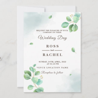 Elegant Rustic Eucalyptus Leaves Greenery Wedding  Invitation