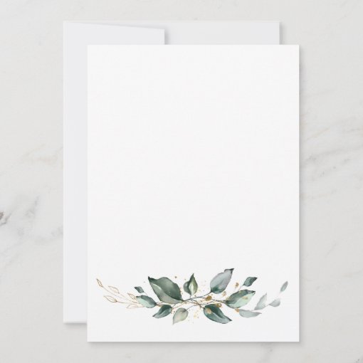 Blank Wedding Invitations With Eucalyptus Greenery Leaves - Pack Of 10 - Foliage Design