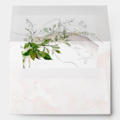 Elegant Rustic Eucalyptus Leaves Pink Wedding Envelope