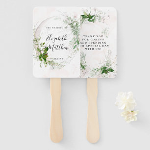 Elegant Rustic Eucalyptus Leaves Pink Wedding Hand Fan
