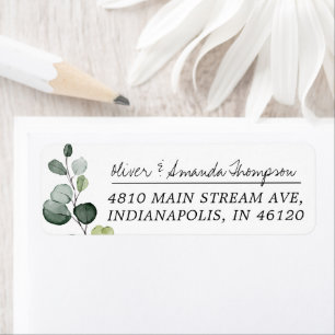 Elegant Rustic Eucalyptus Leaves Return Address Label