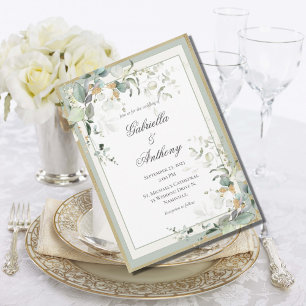Elegant Rustic Eucalyptus Sage Gold Wedding  Invitation