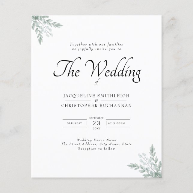 Elegant Rustic Eucalyptus Wedding Invitation (Front)