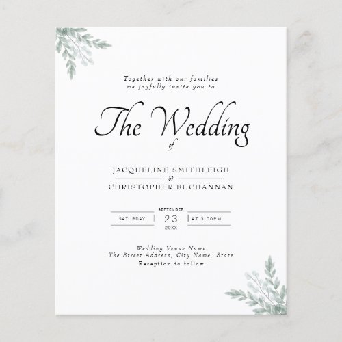 Elegant Rustic Eucalyptus Wedding Invitation
