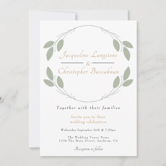 Elegant Rustic Eucalyptus Wedding Invitations (Front)