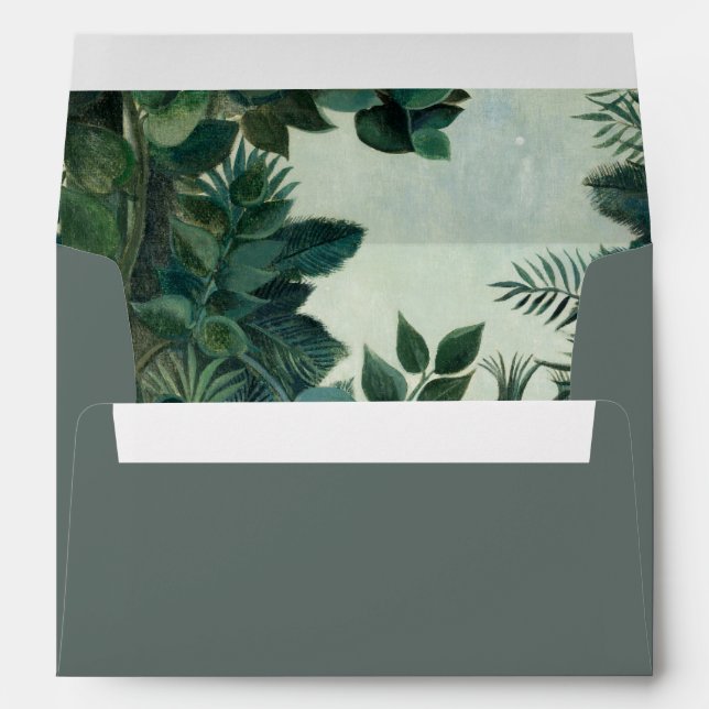 Elegant Rustic Exotic Tropical Rainforest Wedding Envelope (Back (Bottom))