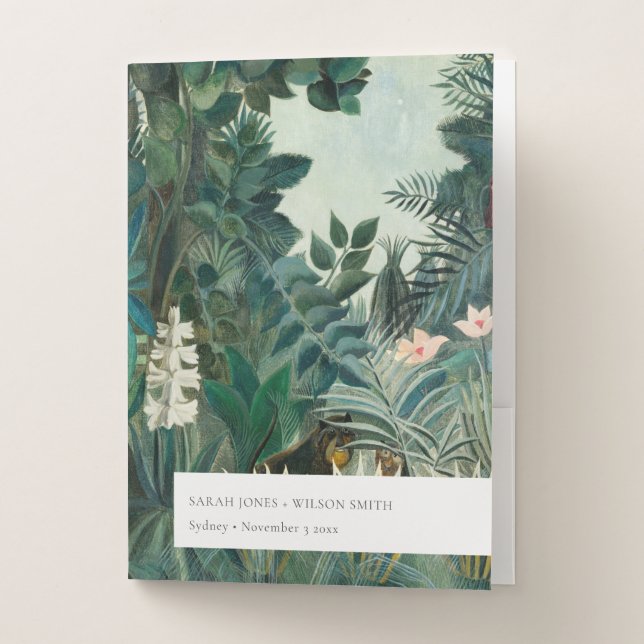 Elegant Rustic Exotic Tropical Rainforest Wedding Pocket Folder (Front)