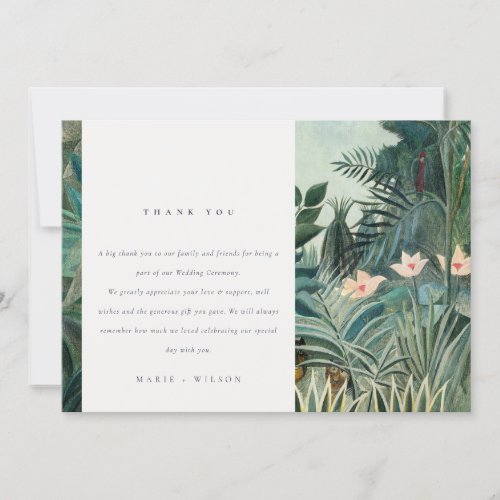 Elegant Rustic Exotic Tropical Rainforest Wedding Thank You Card