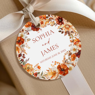 Elegant Rustic Fall Autumn Floral Wedding Favor Tags