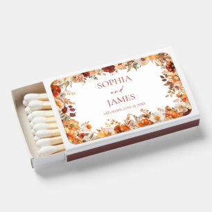 Elegant Rustic Fall Autumn Floral Wedding Matchboxes