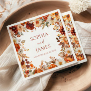 Elegant Rustic Fall Autumn Floral Wedding Napkins
