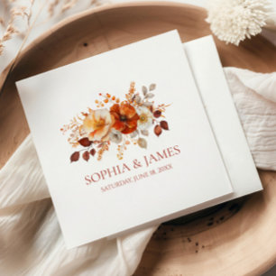 Elegant Rustic Fall Autumn Floral Wedding Napkins