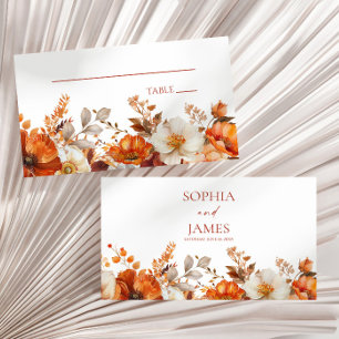 Elegant Rustic Fall Autumn Floral Wedding Place Card