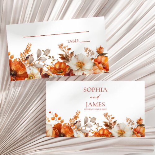 Elegant Rustic Fall Autumn Floral Wedding Place Card