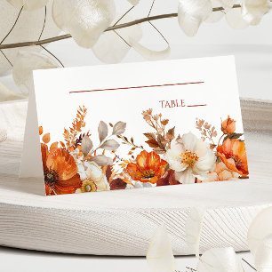 Elegant Rustic Fall Autumn Floral Wedding Place Card