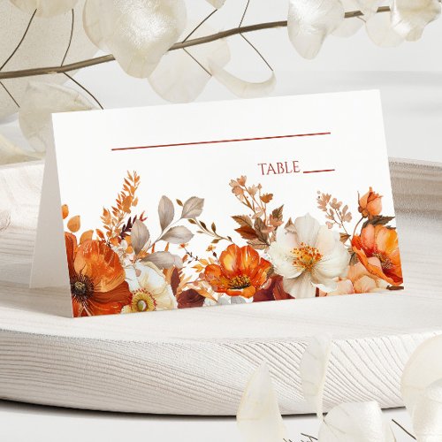 Elegant Rustic Fall Autumn Floral Wedding Place Card