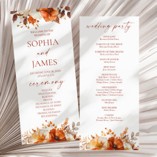 Elegant Rustic Fall Autumn Floral Wedding Program